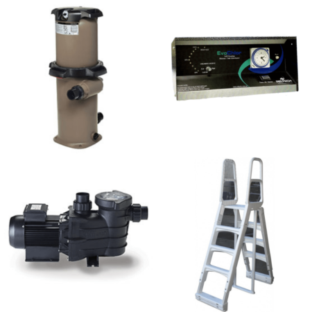 Cartridge Filter, Pump & Salt Chlorinator Pack with Ladder
